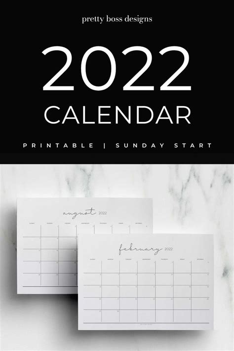 2022 Calendar Printable Monthly Calendar Blank Minimal Planner Images