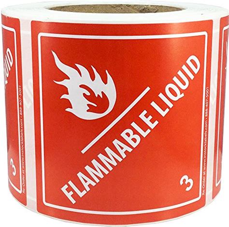 Hazard Class D O T Flammable Liquid Labels X Inch Square