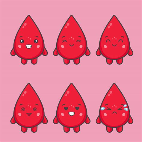Cute Blood Characters With Various Expressions 1105640 Vector Art At
