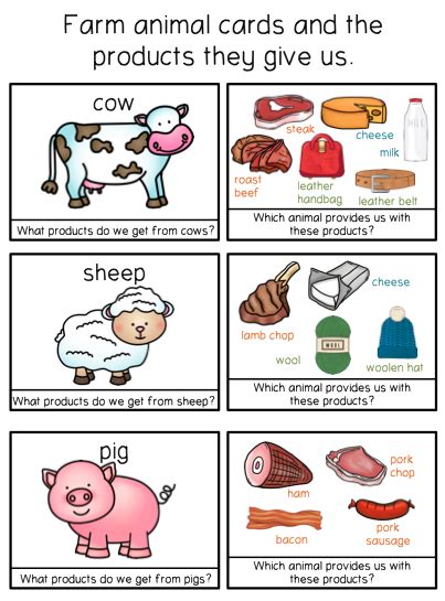 Farm Animals And Their Products Worksheets