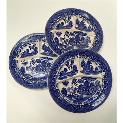 Antique Moriyama Blue Willow Plates Set Of 3 Chairish