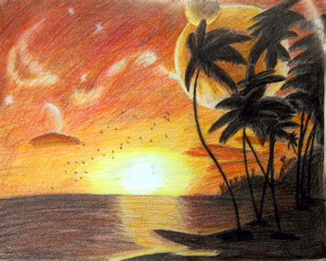 Sunset Via Colored Pencil By Corrbin On Deviantart