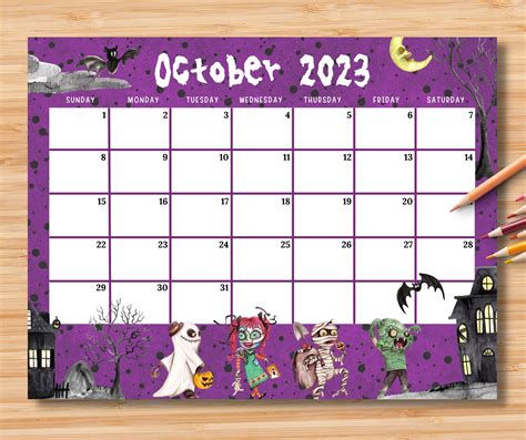 October 2023 Calendar Halloween Theme Get Calender 2023 Update