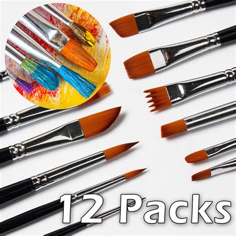 12pcsset Artist Paint Brush Set Nylon Hair Watercolor Acrylic Oil