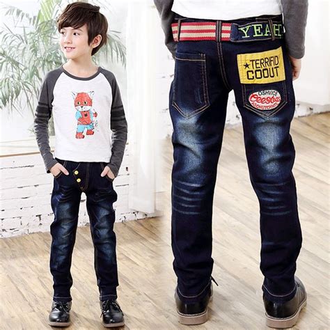 Kids Children Boys Jeans Spring Fashion Jeans Elastic Denim Pants Dark
