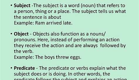 subject object predicate worksheets