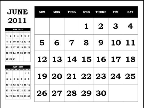 June Calendar 2011