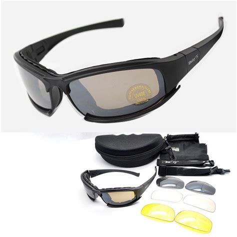 C5 Army Goggles Desert Storm 4 Lens Outdoor Sports Hunting Sunglasses Anti Uva Uvb X7 Polarized