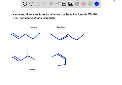 Solved Name And Draw Structural Formulas For All Alkenes With The