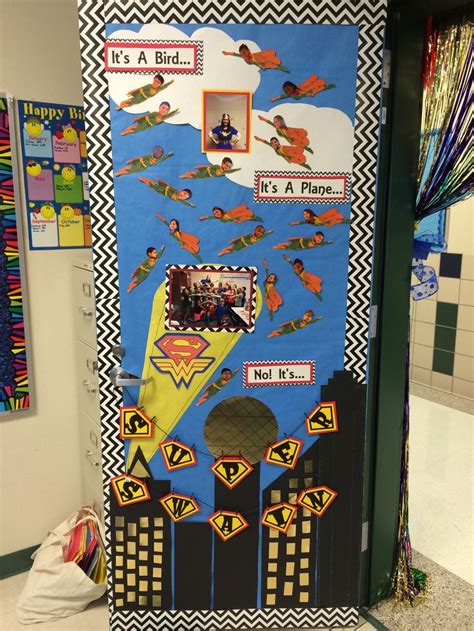 Superhero Door Decoration Contest Teacher Appr Superhero Classroom