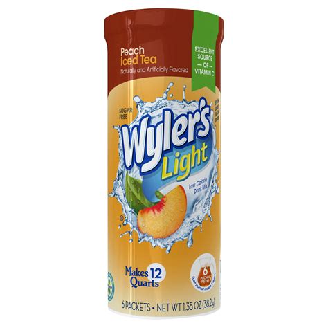 Wylers Light Peach Iced Tea Low Calorie Drink Mix 6 Count 135 Oz