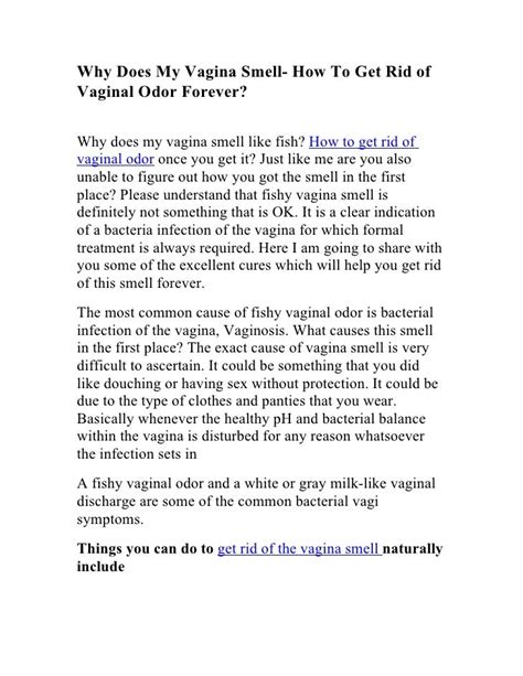 why does my vagina smell how to get rid of vaginal odor forever