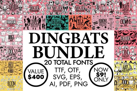 Dingbats Fonts Bundle 40 Bundle · Creative Fabrica