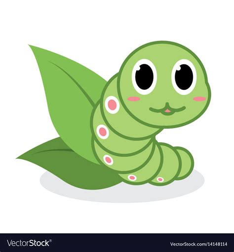 Cute Green Worm Cartoon Royalty Free Vector Image