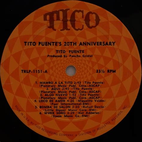 tito puente and his orchestra 20th anniversary tico lp