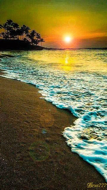 Beach Sunset Iphone Wallpaper Background Закаты Восходящее солнце Океанские волны