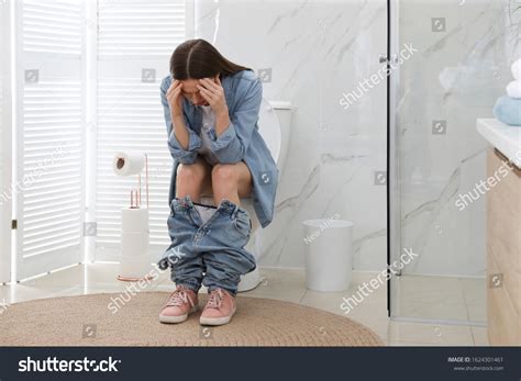 Woman Suffering Hemorrhoid On Toilet Bowl Stock Photo Shutterstock