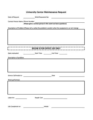 Receive maintenance requests online with a free maintenance request form. Printable maintenance request form template excel - Edit ...