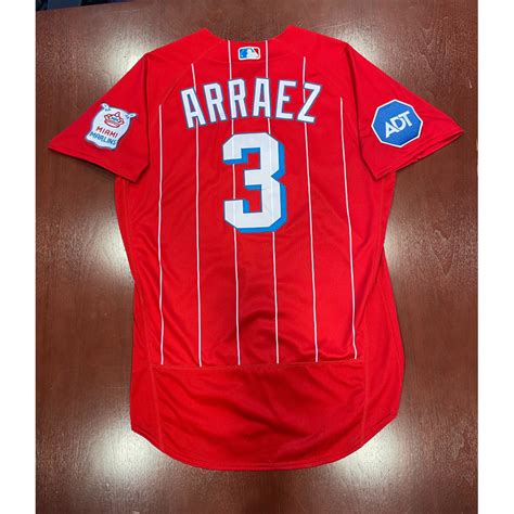 2024 Miami Marlins Auction Luis Arraez Game Used City Connect Jersey Hr 10 From 2023 Season