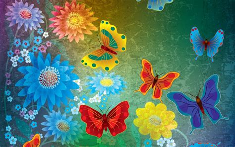 Abstract Colorful Butterflies Flowers Wallpapers Hd Desktop And