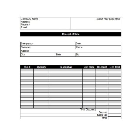 Sales Receipt Template Professional Word Templates