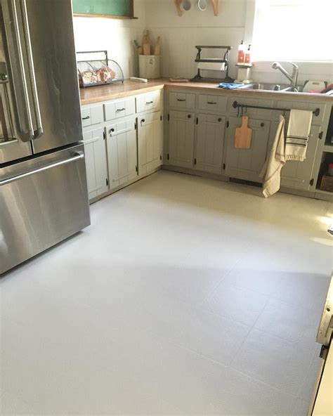 Painted Linoleum Floors Farmhouse Kitchen Remodel Little White
