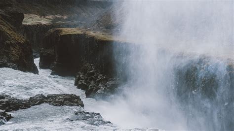 Top View Of Body Of Water Landscape Iceland Gullfoss Hd Wallpaper