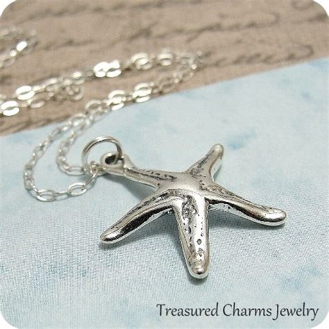 Starfish Necklace Sterling Silver Starfish Charm On A Silver Etsy