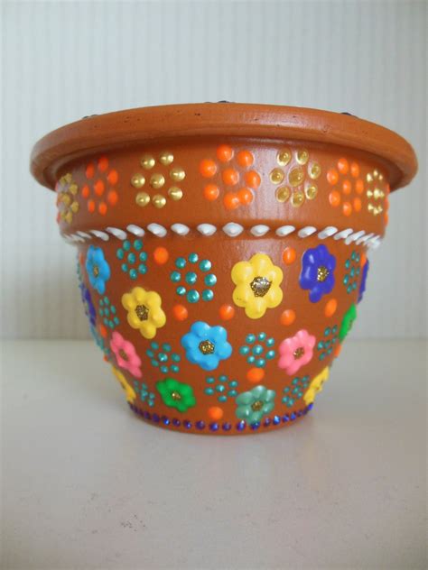 Items Similar To Hand Painted Flower Pot With Small Floral Design On Etsy