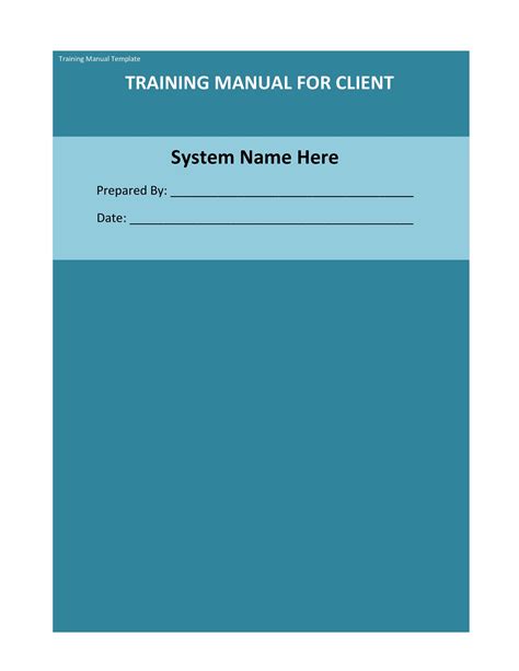 Training Manual Template Free