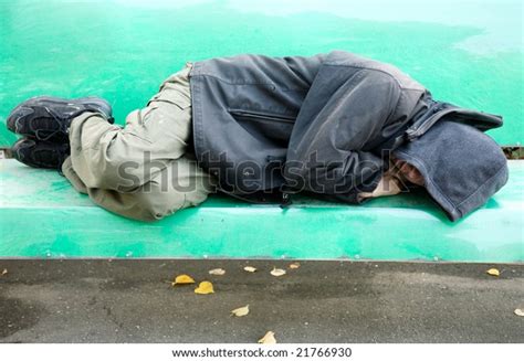 Sleeping Homeless Man On Bench Stock Photo Shutterstock