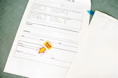 Document With Sign Here Sticker Stock Photo Download Image Now