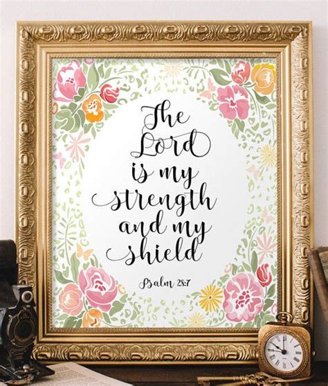 Psalm 28 7 The Lord Is My Strength Bible Von TwoBrushesDesigns