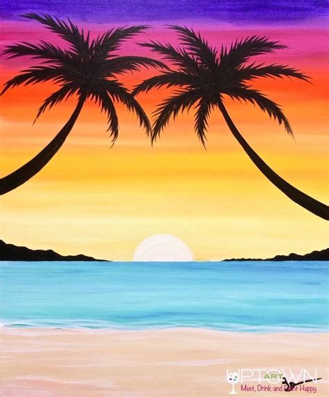 To create this scene we'll be using the brushes that come with procreate and two free procreate brushes. Palms By The Beach | Sunset canvas painting, Beach canvas ...