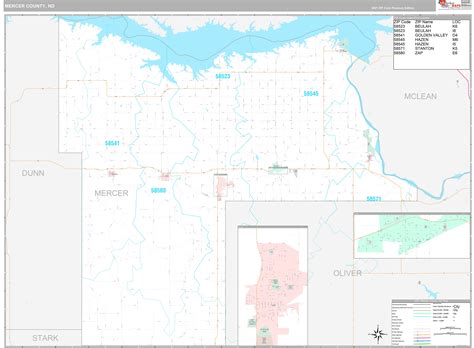 Mercer County Nd Wall Map Premium Style By Marketmaps Mapsales Com