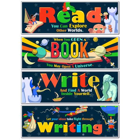 Reading And Writing Banners For Classroom 4 Pack Of Laminated Posters