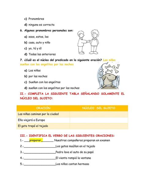 La Oración Y Sus Partes Interactive Worksheet Live Worksheets