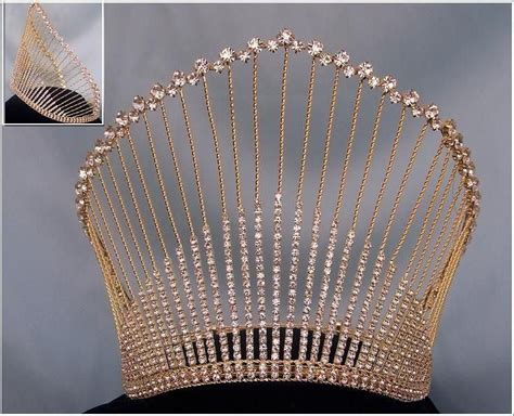 Rhinestone Miss Beauty Queen Gold Pageant Crown Tiara Pageant Crowns Tiaras And Crowns