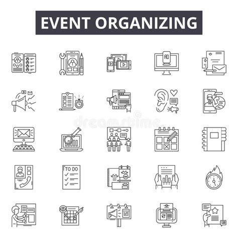 Event Organizing Line Icons Signs Vector Set Outline Illustration