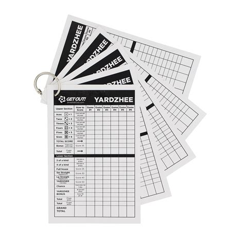 Yard Dice Laminated Score Cards Small 5pk Dice Game Sheets Point Pads