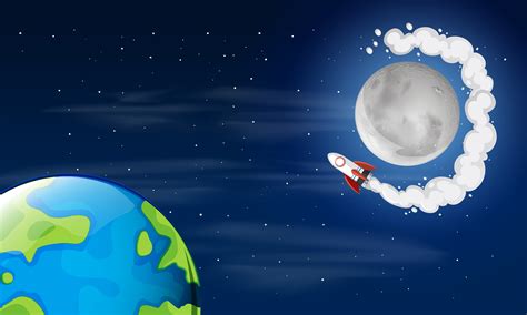 Earth And Moon Space Scene 541659 Vector Art At Vecteezy