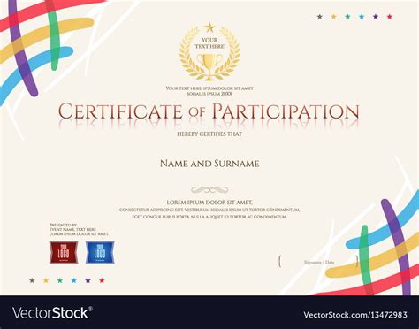 Certificate Of Participation Template Royalty Free Vector