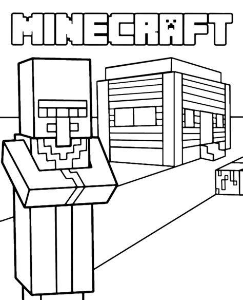 Minecraft Logo And Villager Coloring Page