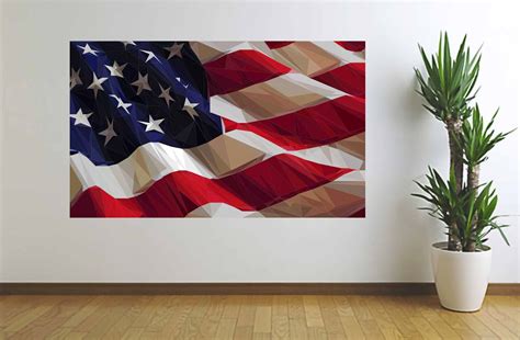 American Flag Art Abstract Us Flag Polygonal Flag Low Poly Art