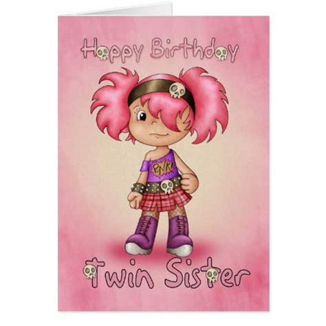 Twin Sister Birthday Card Little Rock Chick Zazzle