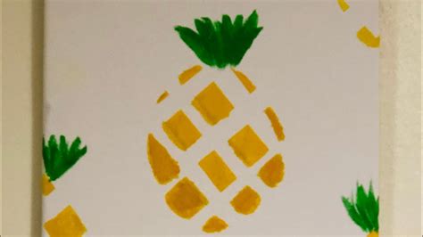 Easy Pineapple 🍍 Painting On Canvas Youtube