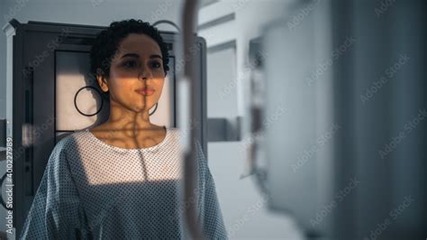 Hospital Radiology Room Portrait Of Beautiful Latin Woman Standing