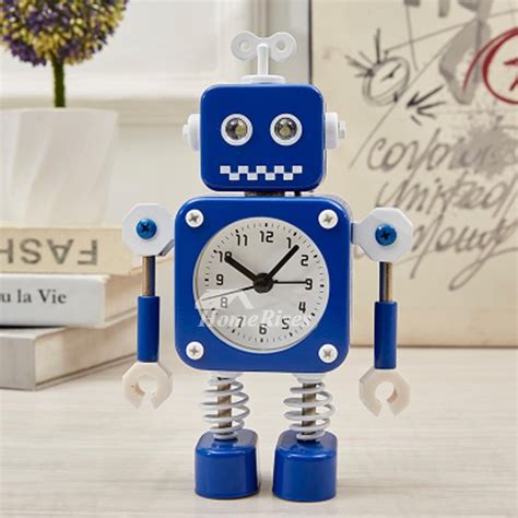 silent alarm clock plastic metal robot boys  standing good quality