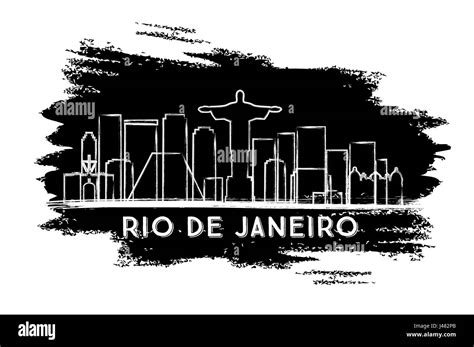 Rio De Janeiro Skyline Silhouette Hand Drawn Sketch Business Travel