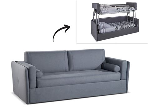 Les canapés convertibles sont de vrais canapés équipés en plus d'un lit. Canapé 3 places convertible superposé en tissu Gris CHANA
